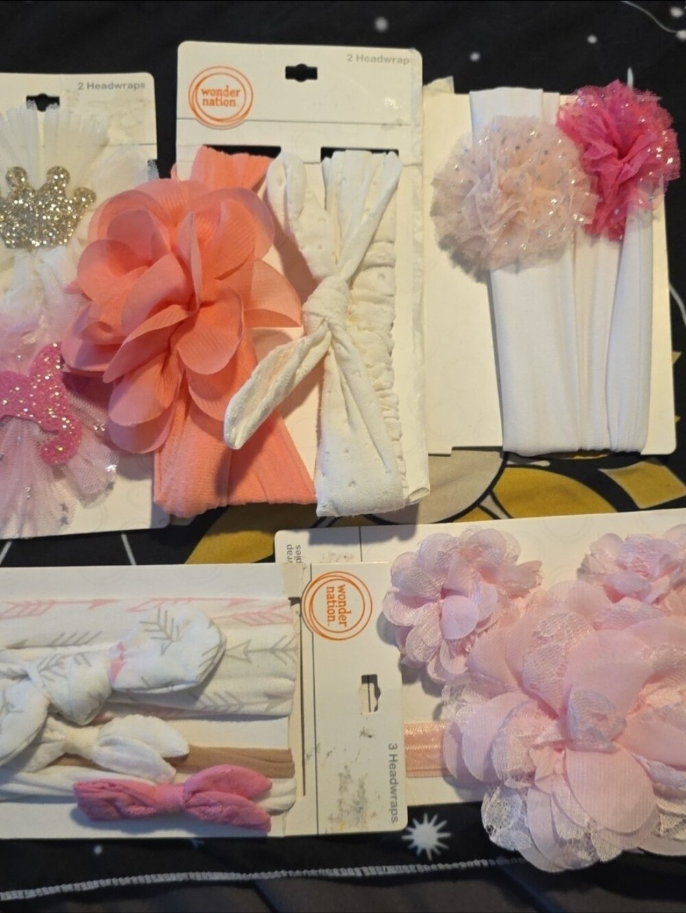 Wonder Nation Baby Headwraps & Bows Bundle - 5 Packs (12 Total Pcs) NWT